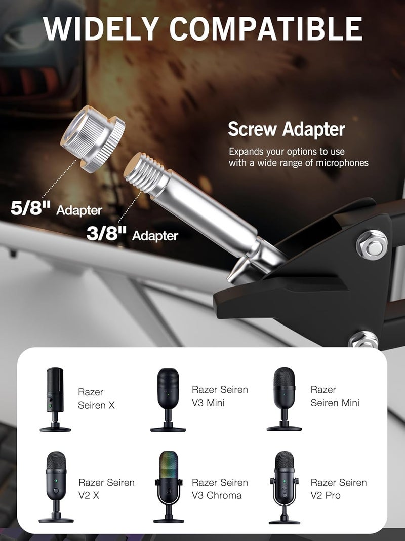 SUNMON Seiren V3 Mini Boom Arm - Mic Arm for Razer Mini, Seiren V2, Seiren X and Most Microphone, Adjustable Boom Scissor Arm Stand with 3/8" to 5/8" Adapter by - Image 4